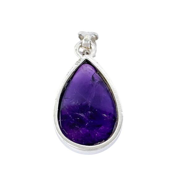 Teardrop Amethyst Pendant | Filigree Bale | Estate Sterling Silver 925 - Picture 5 of 8